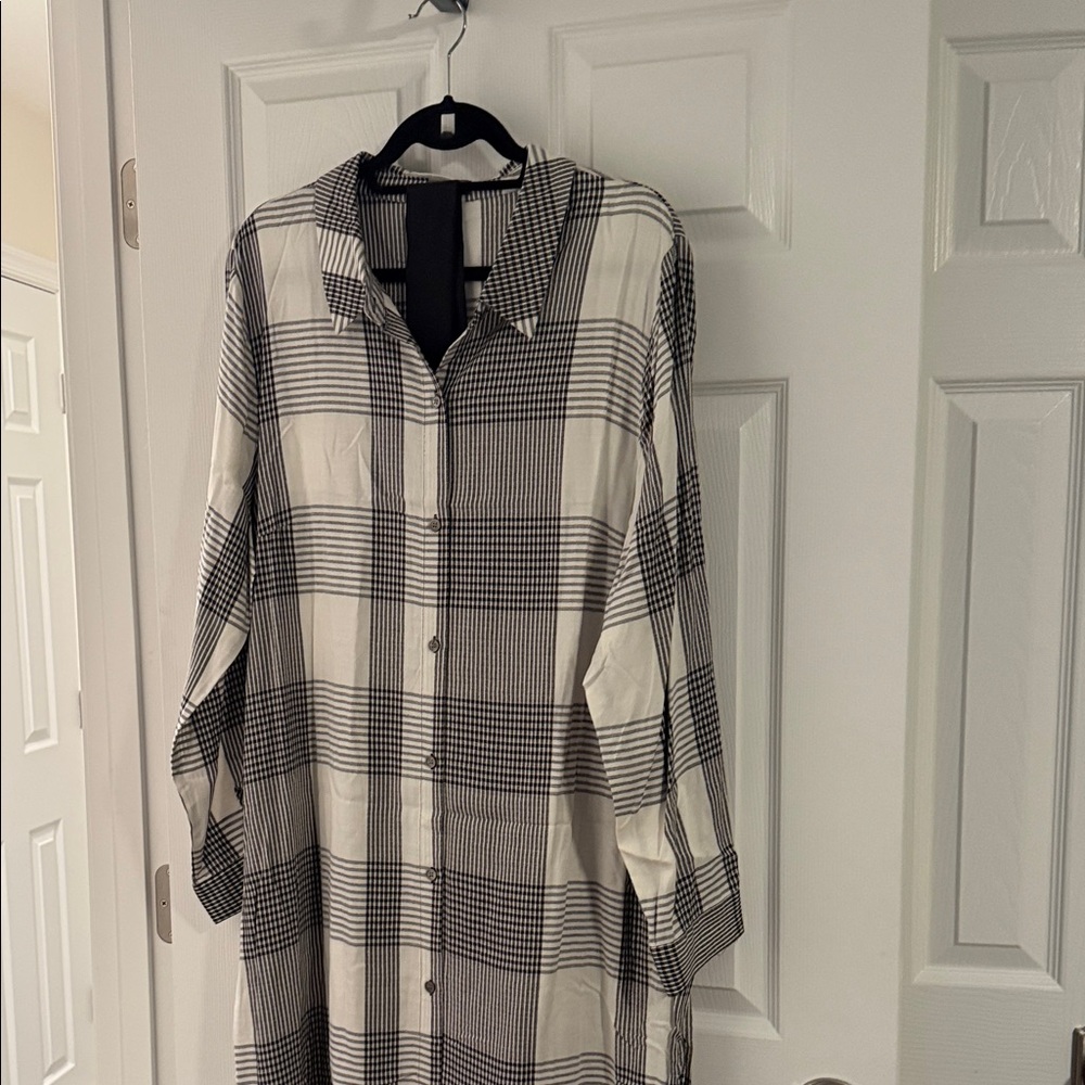 Vince Camuto Black and White Plaid High Low Dress